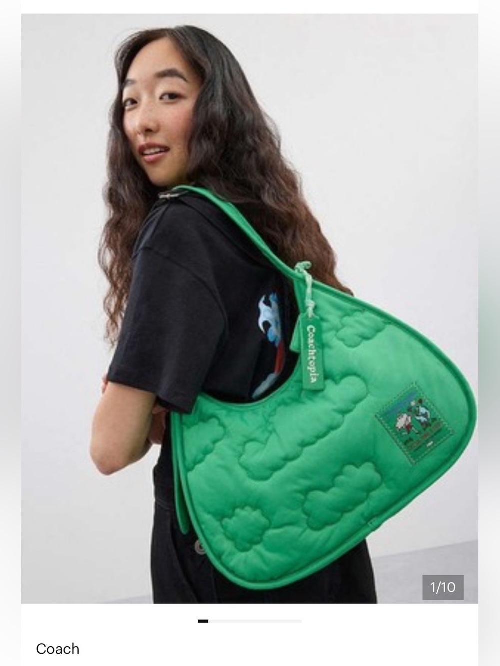 Coach Coachtopia Green Quilted Cloud Shoulder Bag